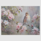 Small Birds with Blossoming Flowers Decoupage