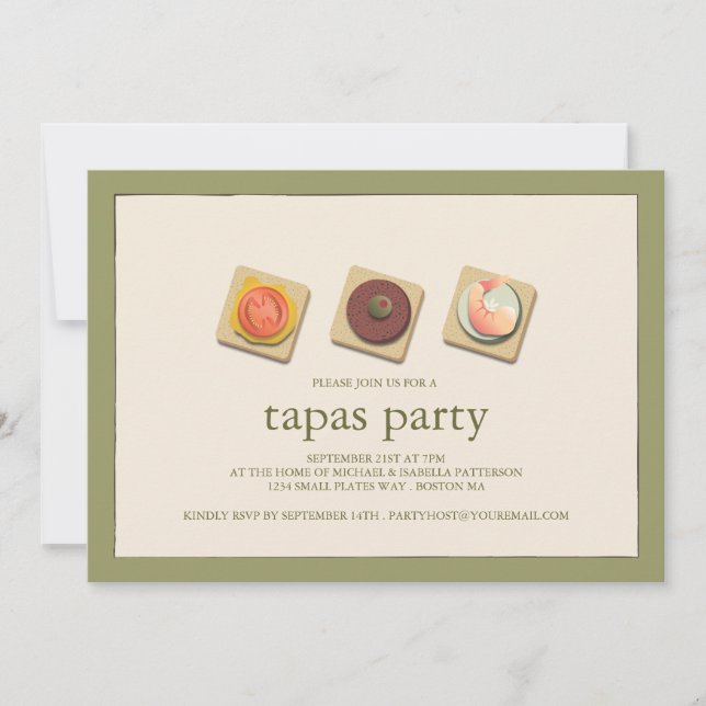 Small Bites Trio Tapas Party Invitation (Front)