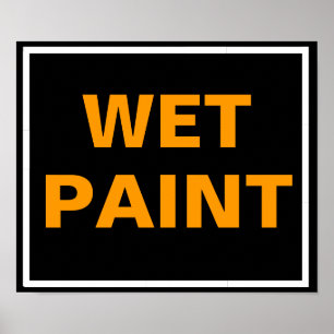 Small Black and Orange Wet Paint Poster