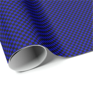 Small Black and Royal Blue Checks Wrapping Paper