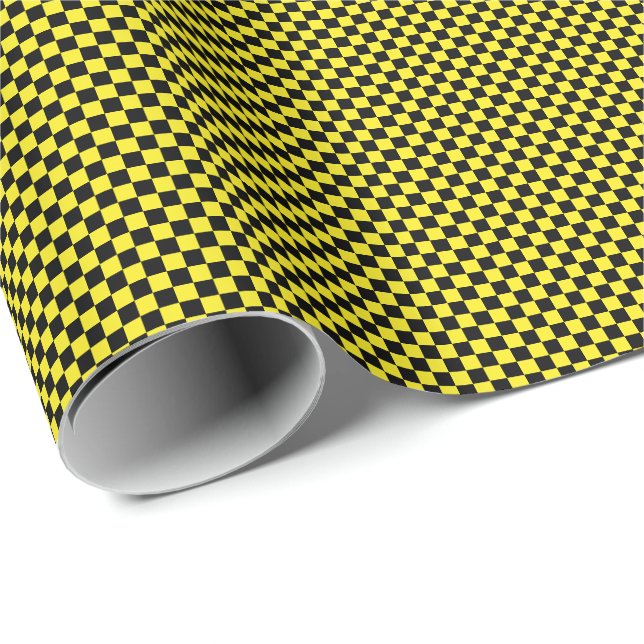 Small Black and Yellow Checks Wrapping Paper (Roll Corner)