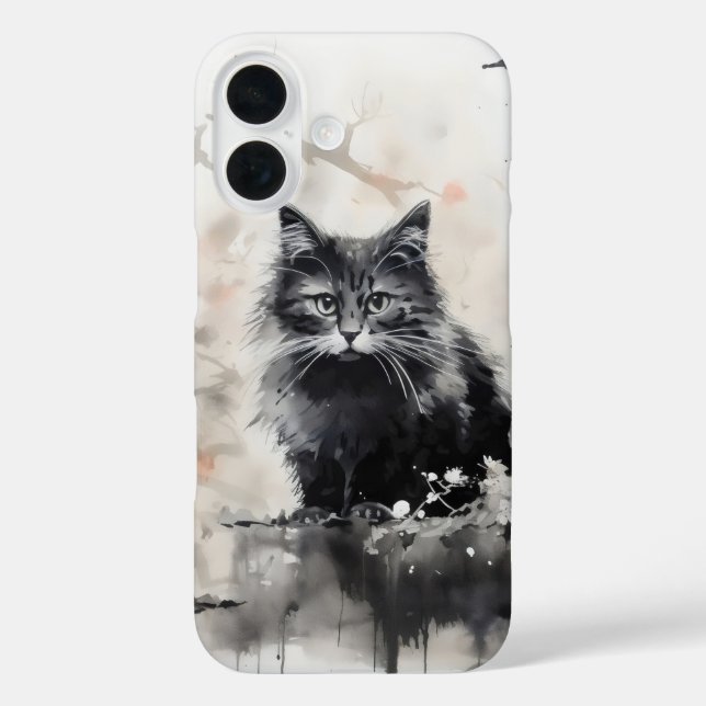 Small Black Cat Ink Case-Mate iPhone Case (Back)