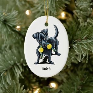 Small Black Dog Personalized Ceramic Ornament