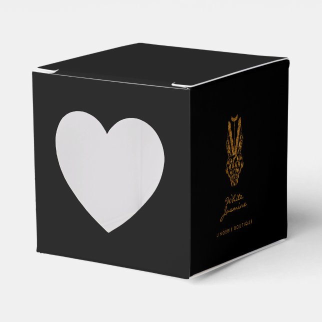 Small Black Gold Glitter Lingerie Boutique Favor Box (Front Side)
