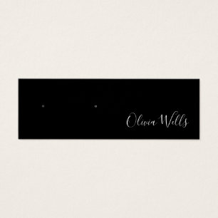 Small Black Script Stud Earring Display Card