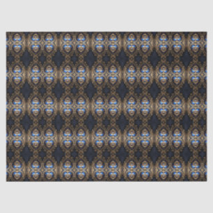 small blue and gold steampunk hearts pattern tissue paper