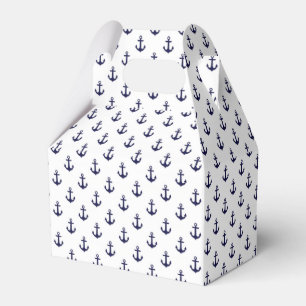 Small Blue and White Anchors Pattern Favor Box