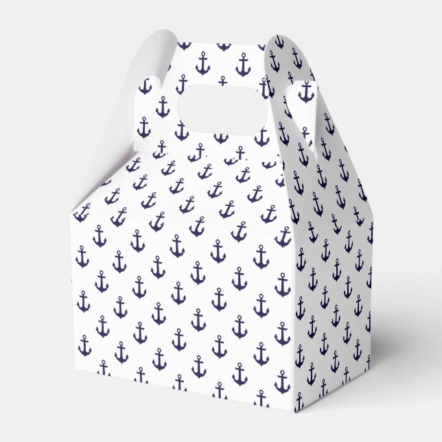 Small Blue and White Anchors Pattern Favor Box (Front Side)