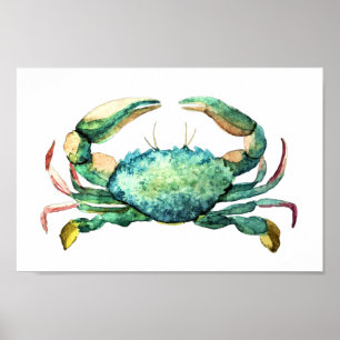 Small Blue Crab Watercolor Print