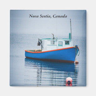 Small Blue Fishing Boat Magnet