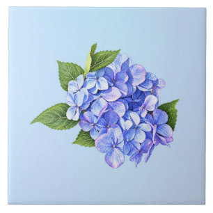 Small Blue Hydrangea With Leaves Tile