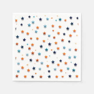 Small Blue & orange Stars: Birthday Party Napkins
