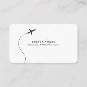 Small Blue Plane White Travel Consultant  Business Card