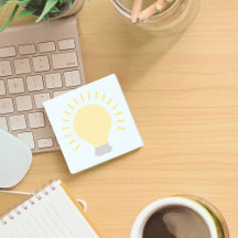 Small Blue Yellow Light Bulb Art 3x3 Sticky Mini