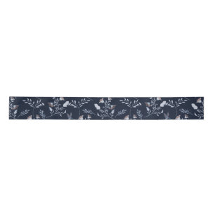 Small Bluebells and Bluebirds Floral on Midnight Satin Ribbon