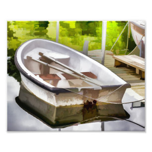 Small Boat Docked in Lagoon Photography Print