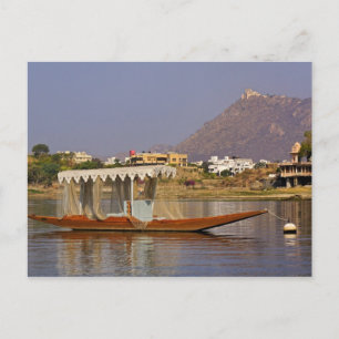Small boat, Lake Pichola, Udaipur, India. Postcard