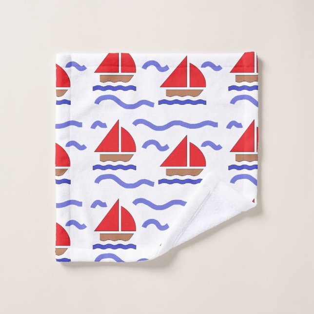 Small boat on sea wash cloth (Wash Cloth)