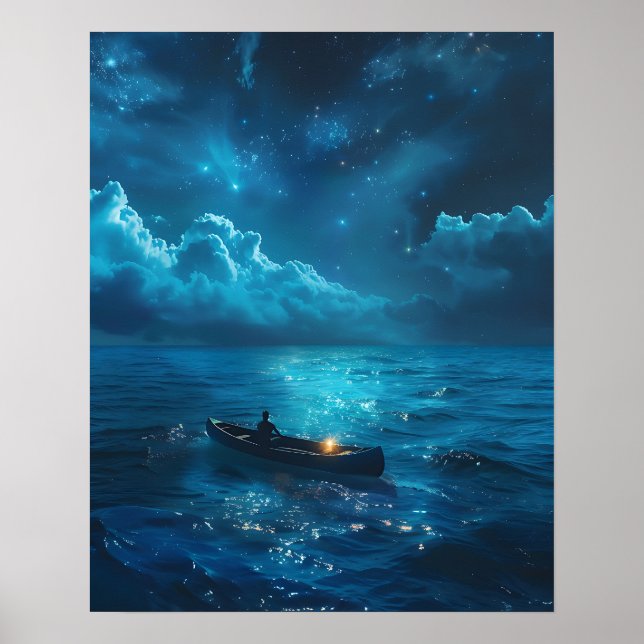 Small Boat on the Ocean Poster (Front)