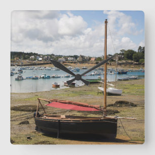 Small Boats   Ploumanac'H, France Square Wall Clock