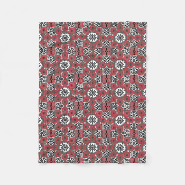  Small boho with red medallions Fleece Blanket (Front)