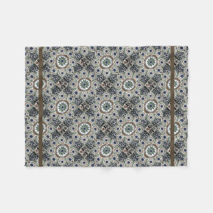 Small boho with tan medallions Fleece Blanket