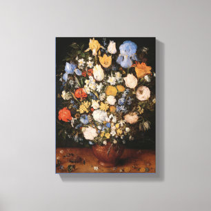 Small Bouquet of Flowers in a Ceramic Vase Canvas Print