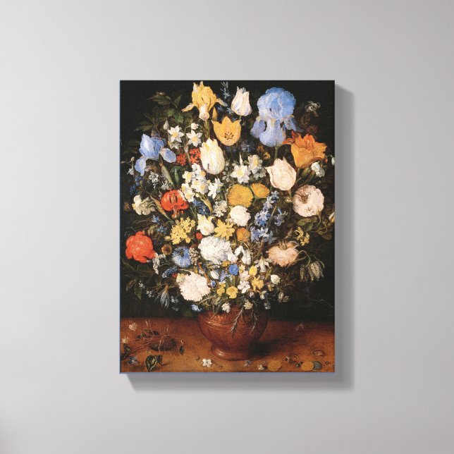Small Bouquet of Flowers in a Ceramic Vase Canvas Print (Front)