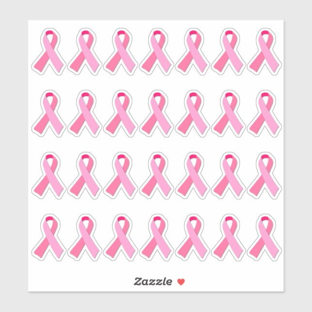 Small Breast Cancer Awareness Pink Ribbon X 28 (Sheet)