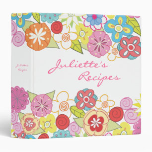 Small Bright Blossoms Floral Recipe Book Binder