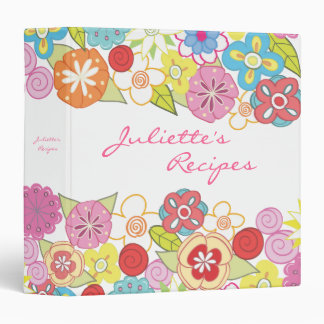 Small Bright Blossoms Floral Recipe Book Binder