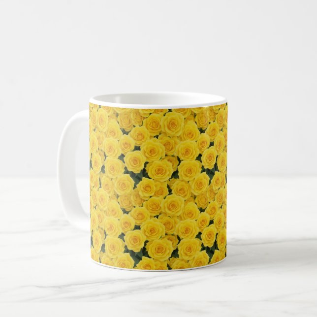 Small Bright Yellow Roses Coffee Mug (Front Left)