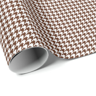 Small Brown and White Houndstooth Wrapping Paper
