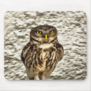 Small Brown Barn Owl Artistic Portrait Mouse Pad