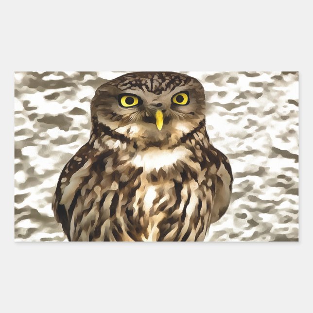 Small Brown Barn Owl Artistic Portrait Sticker (Front)
