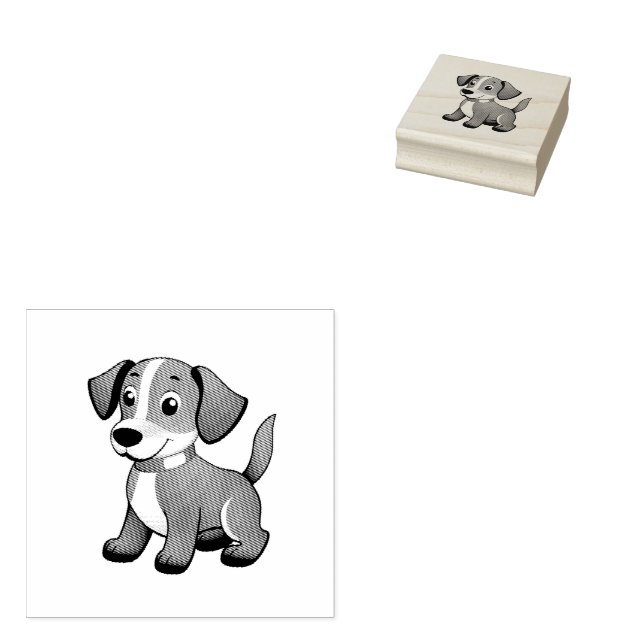 Small brown dog, standing -  rubber stamp (Stamped)