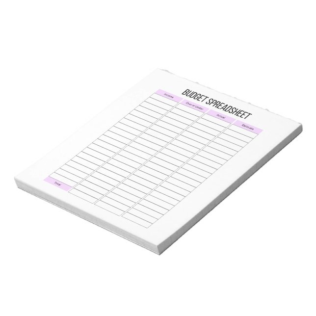 Small Business Budget Spreadsheet Planner Notepad (Rotated)
