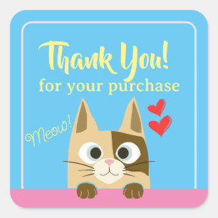 Small Business Cat Thank You Square Sticker