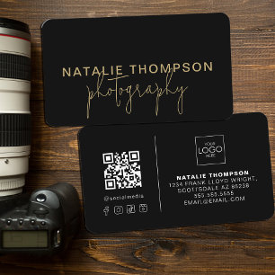 Small Business Cool QR Code With Logo Photography Business Card