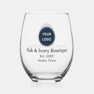 Small Business Custom Logo Stemless Wine Glass