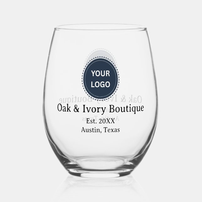 Small Business Custom Logo Stemless Wine Glass (Front)