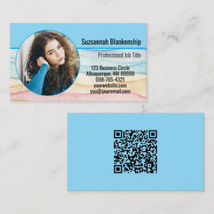 Small Business Custom Round Photo and QR Code  Business Card