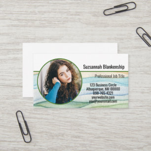 Small Business Custom Round Photo Watercolor Business Card