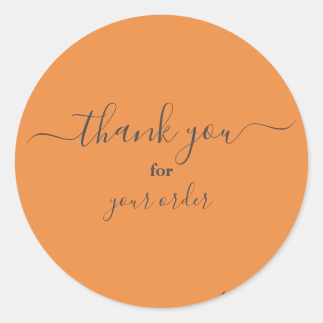 Small Business Customer Thank You Orange Classic Round Sticker (Front)