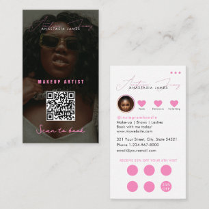 Small Business Discount Loyalty QR Code Girly Business Card
