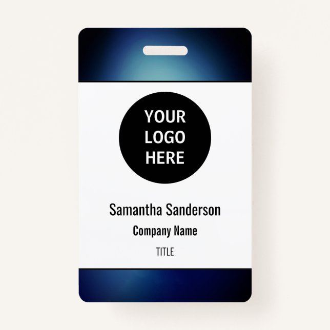 Small Business Employee ID Company Logo Barcode Badge (Front)