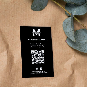 Small Business Instagram Facebook QR Code Black Card