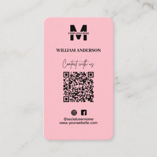 Small Business Instagram Facebook QR Code Pink Card