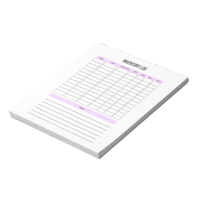 Small Business Inventory Log Planner Notepad (Rotated)