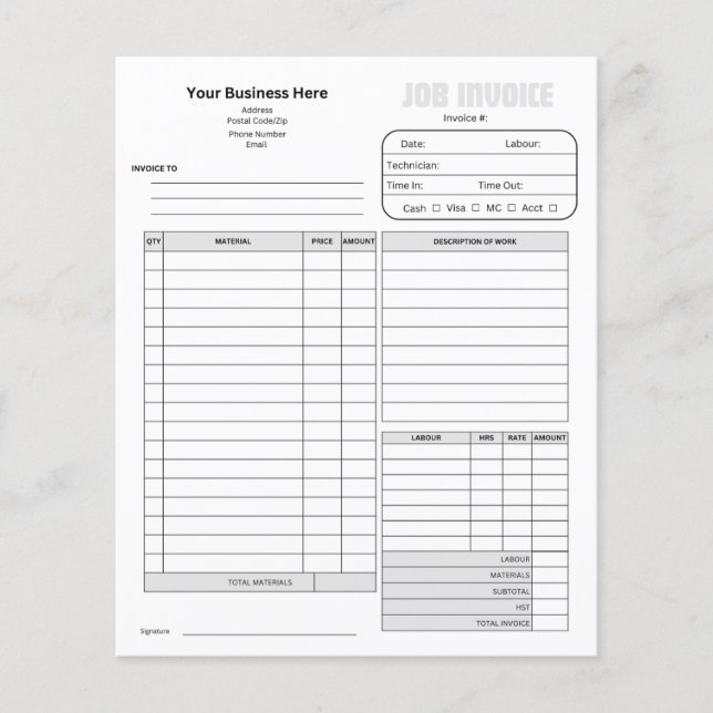 Small Business Invoice  (Front)